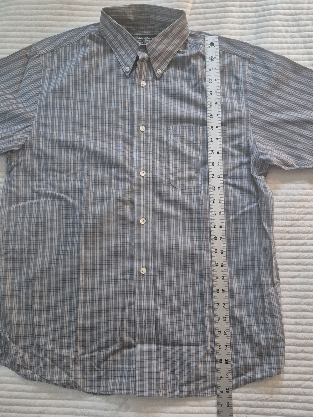 Men's Eddie Bauer Wrinkle Resistant Gray Plaid Button-Down Shirt